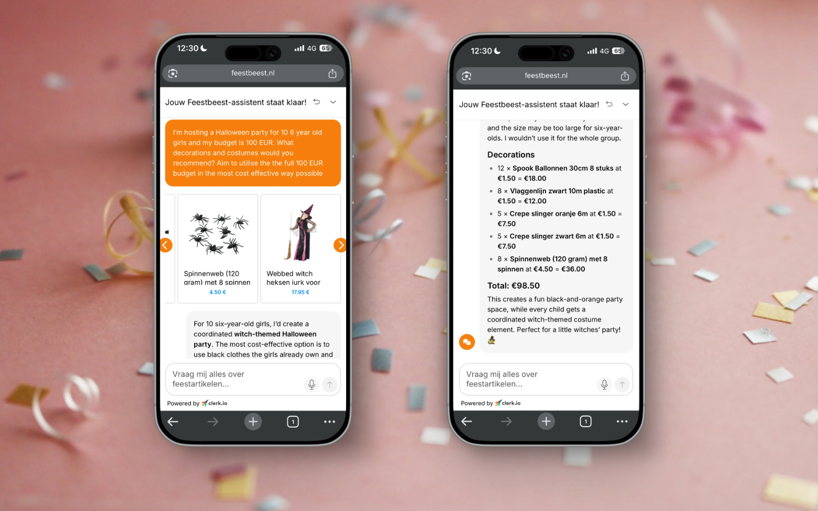 Clerk.io Chat helps Feestbeest shoppers plan a Halloween party within a budget