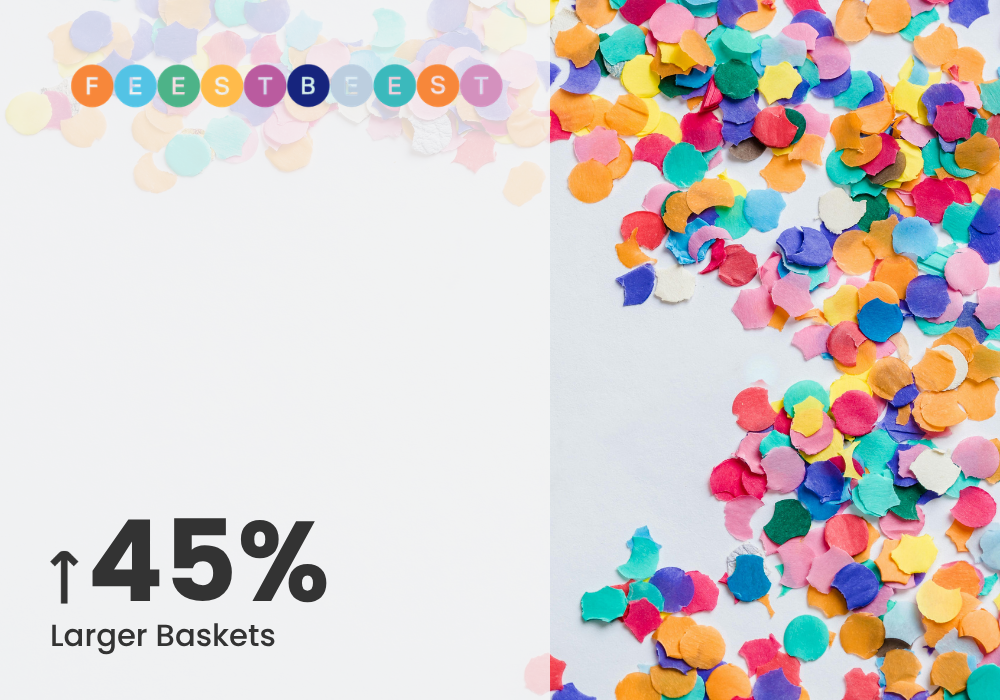 Feestbeest customer story showing 45% larger baskets with Clerk.io