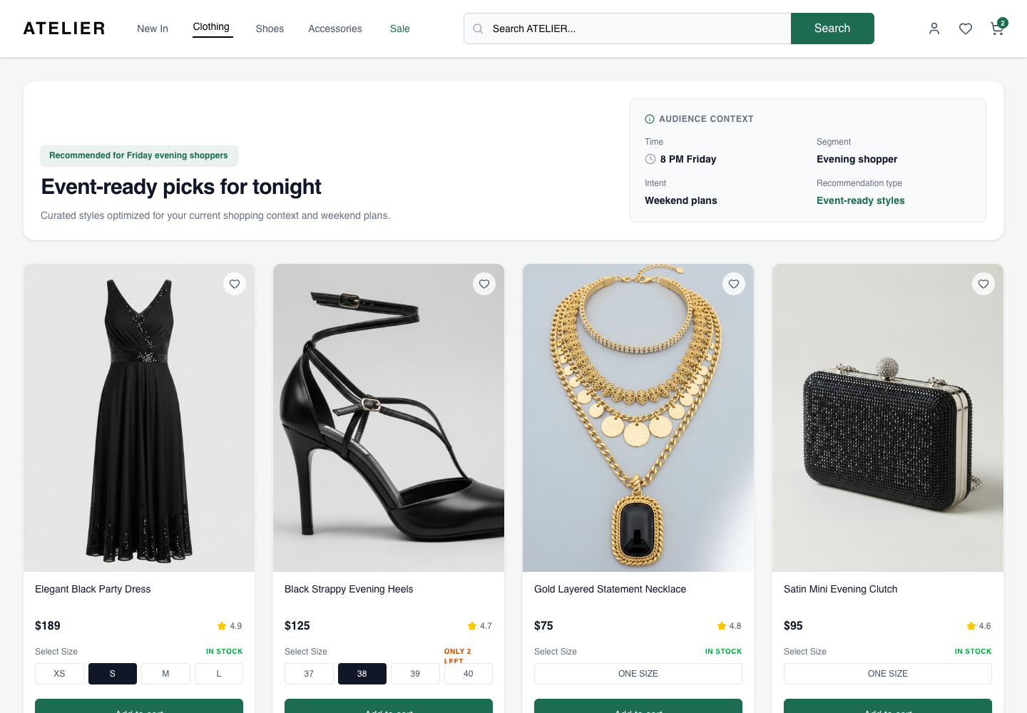Personalise every shopping hour shown in an apparel storefront
