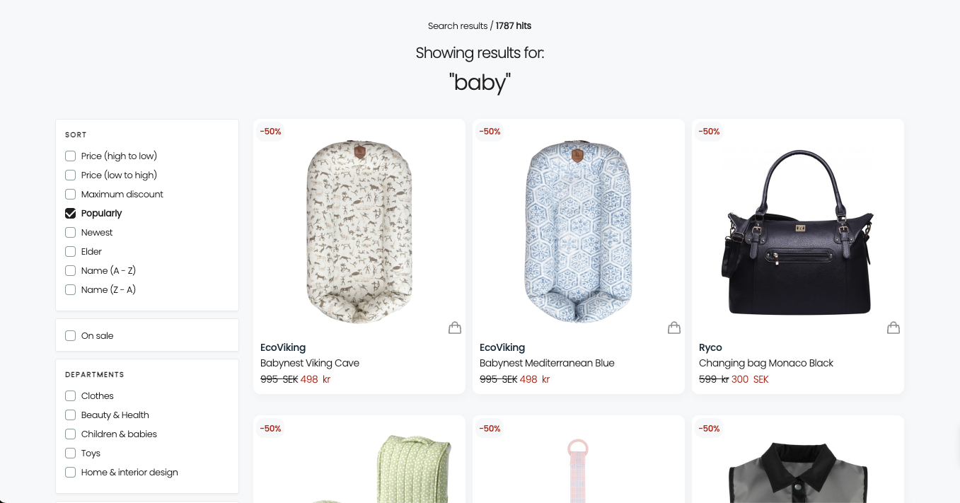 Search Page example design