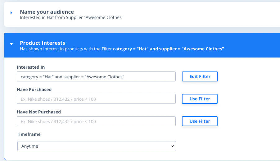 Screenshot of Clerk.io audience