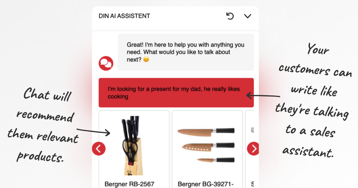 Screenshot showcasing how Clerk.io’s AI Chat works