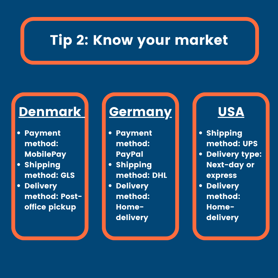 Infographic telling why you should know your market on a blue background with orange accents and white writing