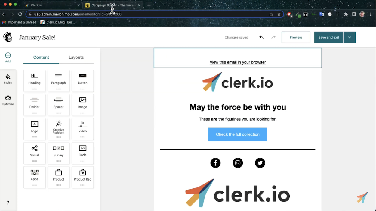 Screenshot of Mailchimp