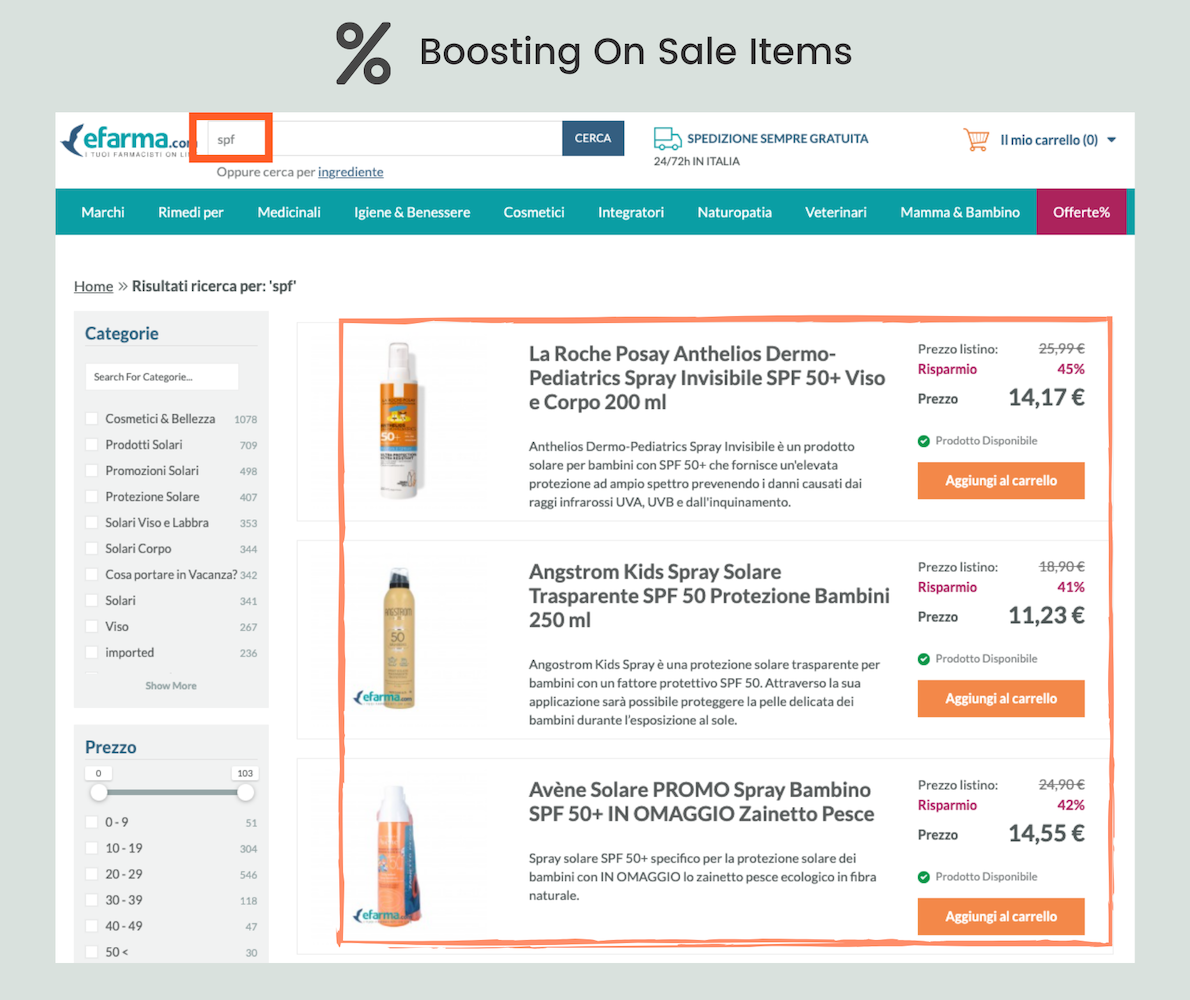 Boosting on sale items