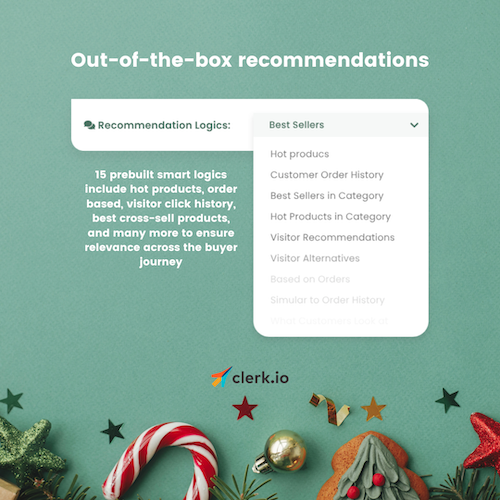 Image with Christmas decor alongside the copy "Out-of-the-box recommendations"