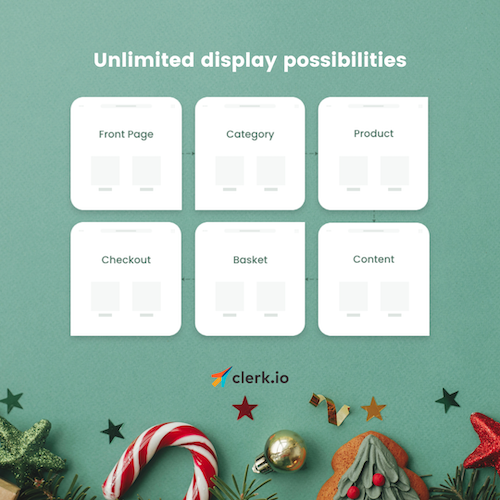 Image with Christmas decor alongside the copy "Unlimited display possibilities"