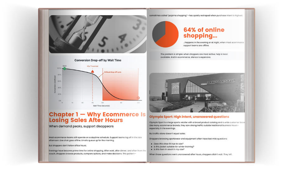 Inside The AI Chatbot Playbook for E-commerce Teams, page spread 1