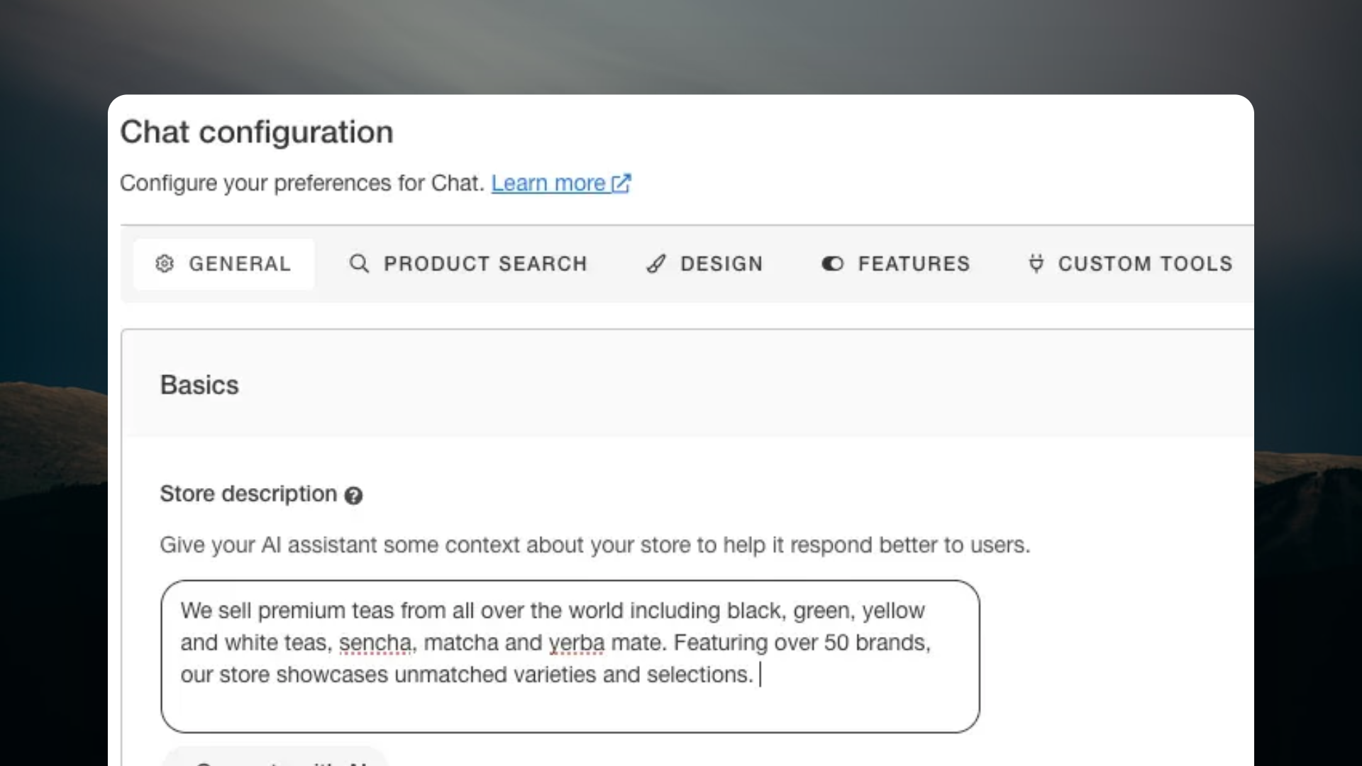 New Feature: Automatic Store Description for Chat